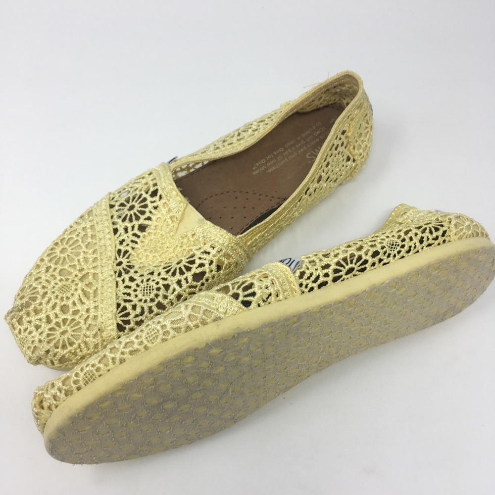Toms Yellow Eyelet Slip On Flats